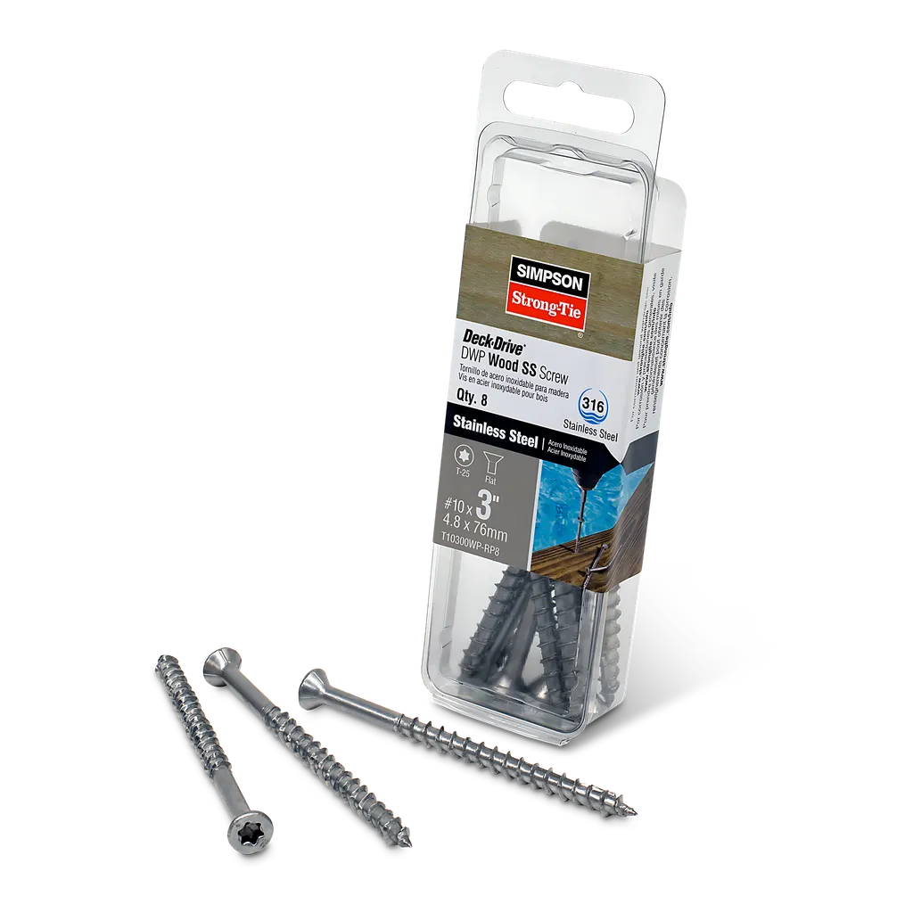 Deck-Drive Dwp Wood Ss Screw - #10 X 3 In. T-25, Flat Head, Type 316 (8-Qty)-T10300WP-RP8-SP8208-8749