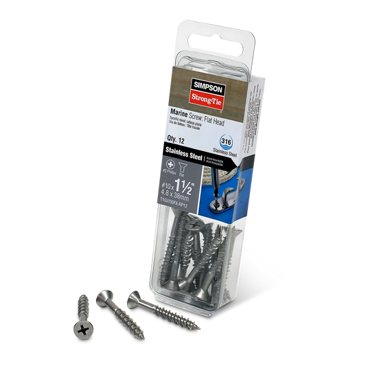 Marine Screw, Flat Head - #10 X 1-1/2 In. #2 Phillips Drive, Type 316 (12-Qty) (Pack Of 5)-T10J150FX-RP12-SP612-742