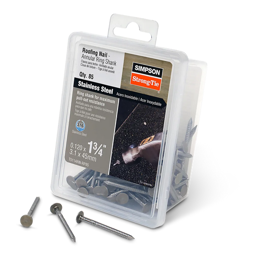 Roofing Nail, Annular Ring Shank - 1-3/4 In. X .120 In. Type 316 Stainless Steel (85-Qty) (Pack Of 4)-T511ARN-RP85-SP2695-2945