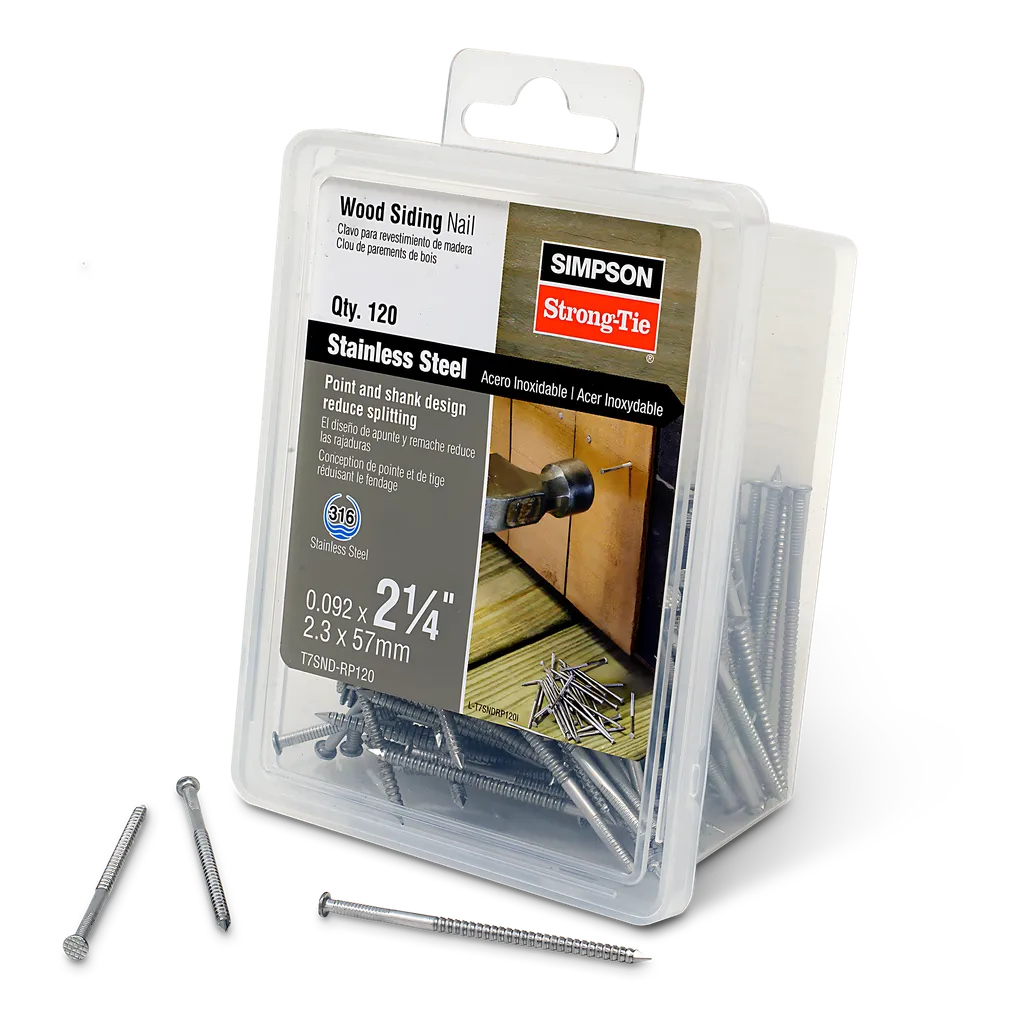 Wood Siding Nail - 2-1/4 In. X .092 In. Type 316 Stainless Steel (120-Qty) (Pack Of 4)-T7SND-RP120-SP4637-4991