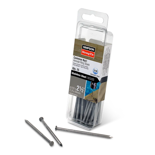 Cedar And Redwood Decking Nail - 2-1/2 In. X .113 In. Type 316 Stainless Steel (25-Qty) (Pack Of 5)-T8CRD-RP25-SP3592-3886