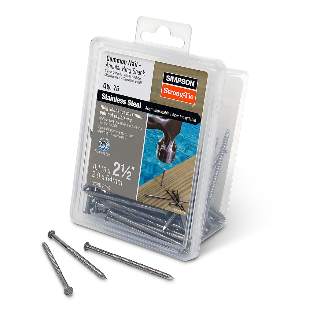 Cedar And Redwood Decking Nail - 2-1/2 In. X .113 In. Type 316 Stainless Steel (75-Qty) (Pack Of 4)-T8CRD-RP75-SP6659-7122