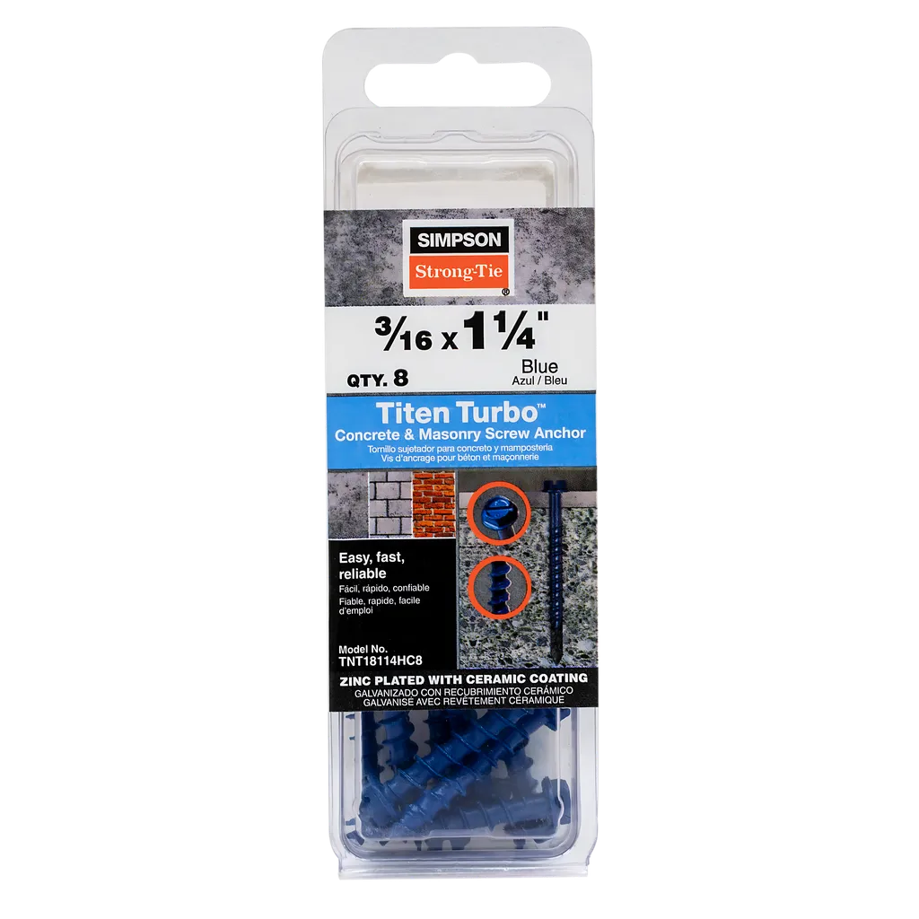 Titen Turbo - 3/16 In. X 1-1/4 In. Hex-Head Concrete And Masonry Screw, Blue (8-Qty) (Pack Of 5) (Pack Of )-TNT18114HC8-SP8780-9350
