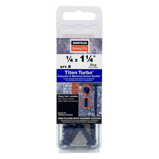 Titen Turbo - 1/4 In. X 1-1/4 In. Hex-Head Concrete And Masonry Screw, Blue (8-Qty) (Pack Of 5) (Pack Of )-TNT25114HC8-SP4223-4552