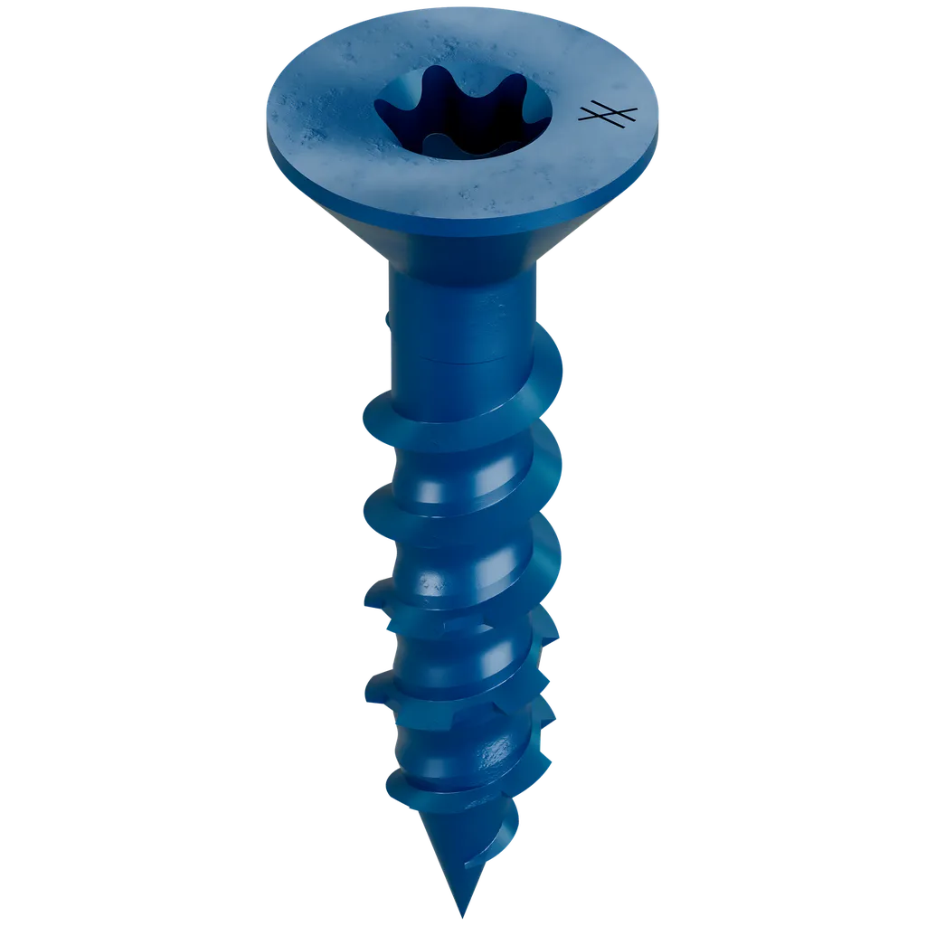 Titen Turbo - 1/4 In. X 1-1/4 In. 6-Lobe Flat-Head Concrete And Masonry Screw, Blue (100-Qty)-TNT25114TF-SP7653-8163