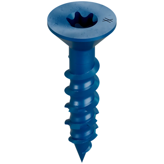 Titen Turbo - 1/4 In. X 1-1/4 In. 6-Lobe Flat-Head Concrete And Masonry Screw, Blue (100-Qty)-TNT25114TF-SP7653-8163