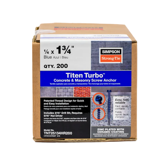 Titen Turbo - 1/4 In. X 1-3/4 In. Hex-Head Concrete And Masonry Screw, Blue (200-Qty)-TNT25134HR200-SP1758-1952