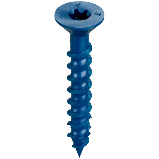 Titen Turbo - 1/4 In. X 1-3/4 In. 6-Lobe Flat-Head Concrete And Masonry Screw, Blue (75-Qty)-TNT25134TFC75-SP572-699