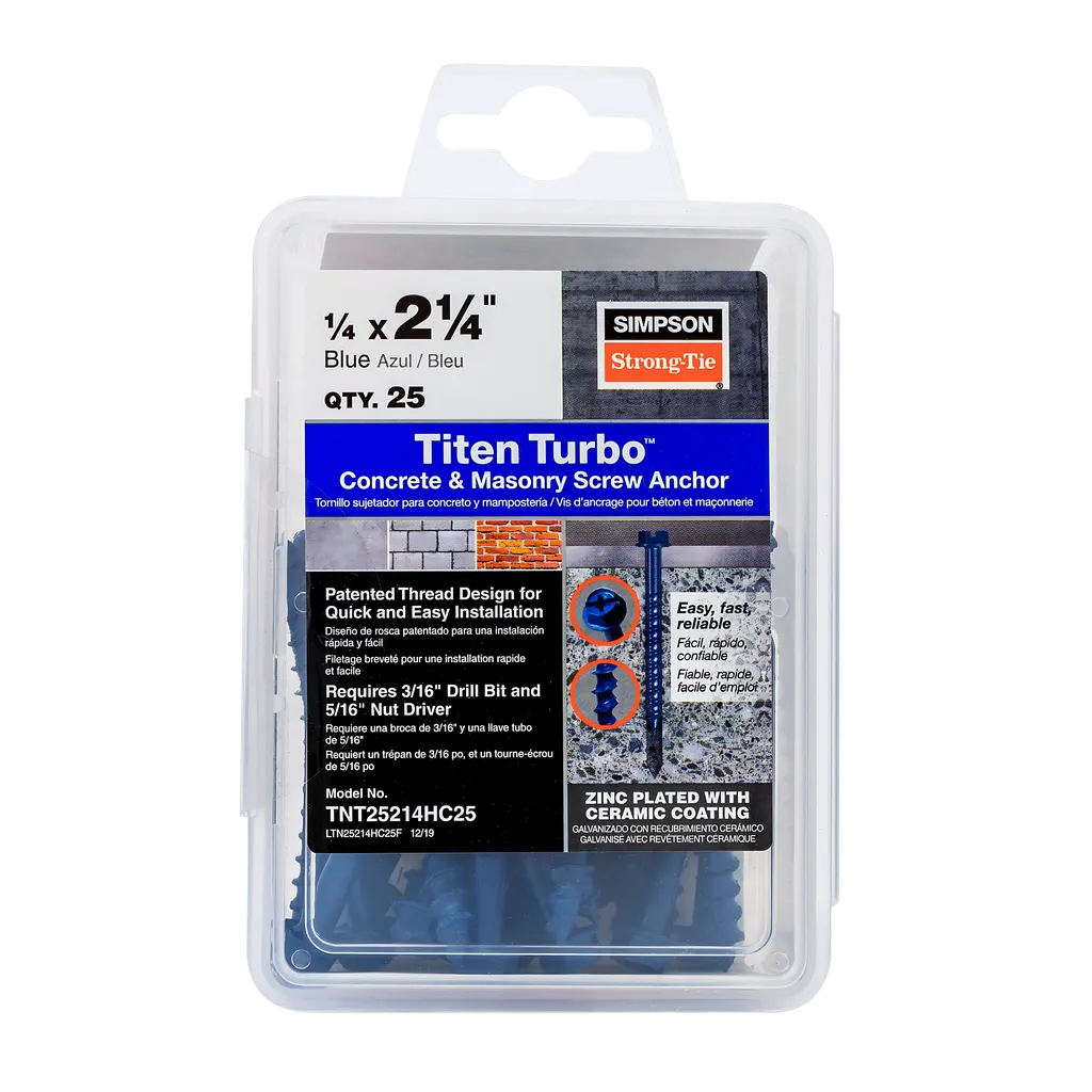 Titen Turbo - 1/4 In. X 2-1/4 In. Hex-Head Concrete And Masonry Screw, Blue (100-Qty)-TNT25214H-SP1025-1178