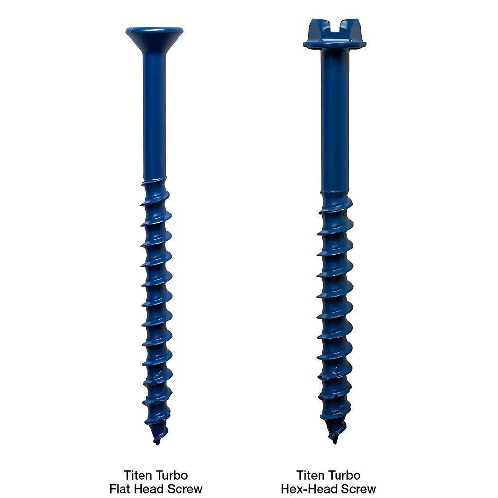 Titen Turbo - 1/4 In. X 3-1/4 In. 6-Lobe Flat-Head Concrete And Masonry Screw, White (100-Qty)-TNTW25314TF-SP9315-9911