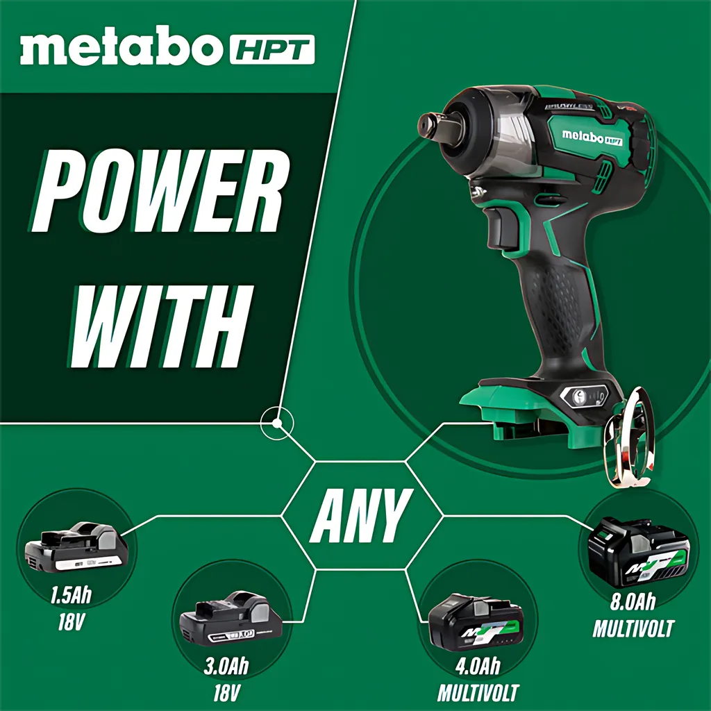 18V Lithium Ion 1/2 Inch Impact Wrench | Metabo Hpt Wr18Dbdl2-WR18DBDL2M-1372