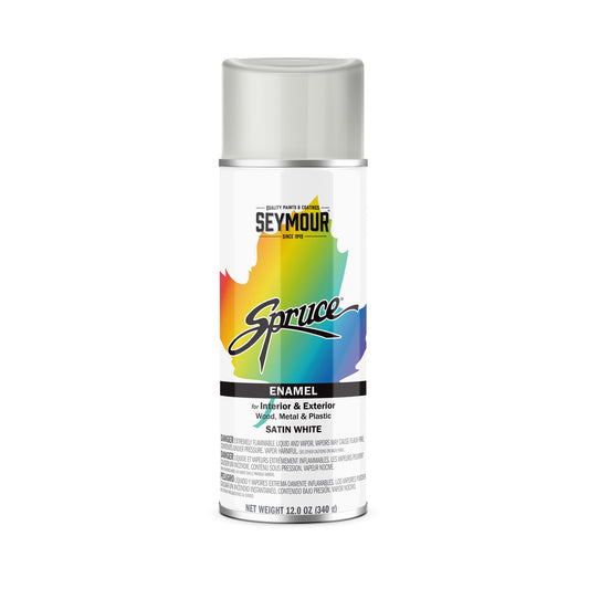 SPRUCE GENERAL USE ENAMELS SATIN WHITE 16 OZ CAN
