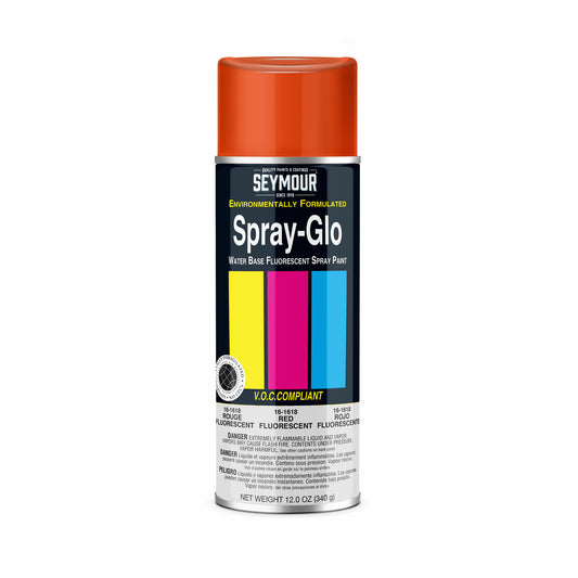 SPRAY-GLO WATERBASED FLUORESCENT RED 16 OZ CAN