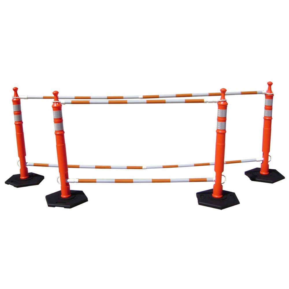 VizCon 6-10 feet Adjustable White/Orange Cone Bar & White Engineer Grade Reflective Sheeting