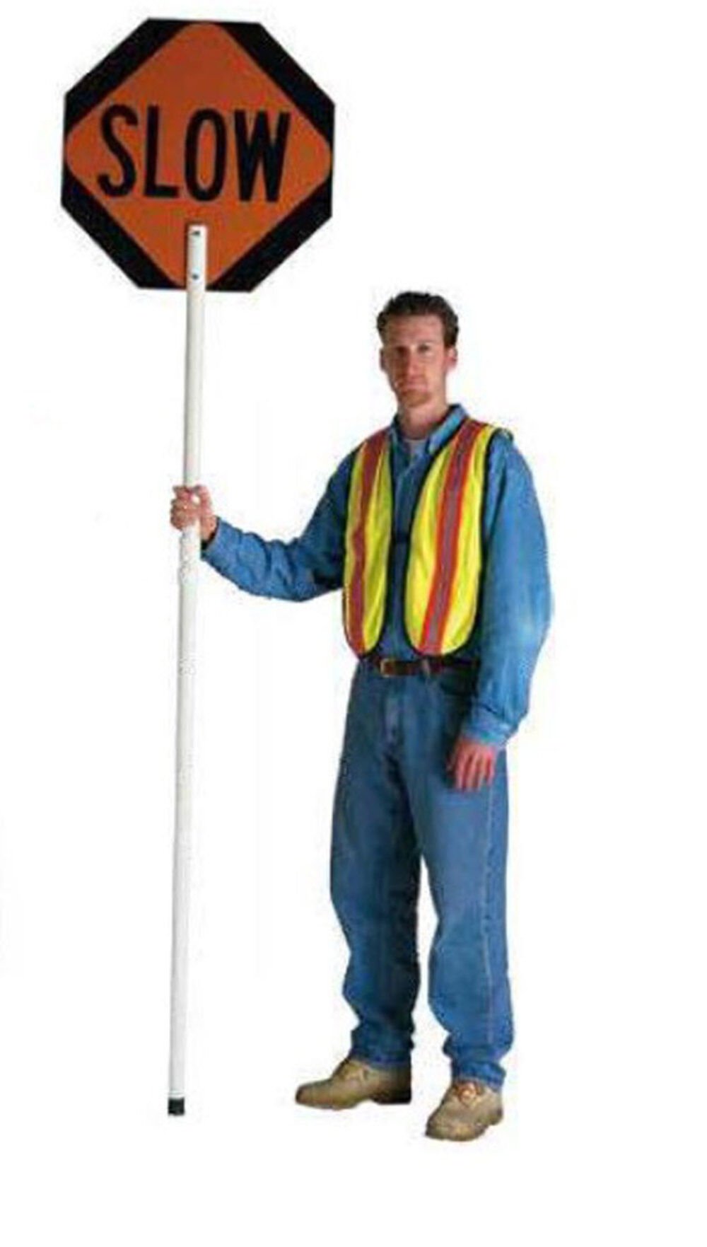 Vizcon High Intensity Reflective Stop/Slow 24in Aluminum Paddle with Telescoping 8' Handle