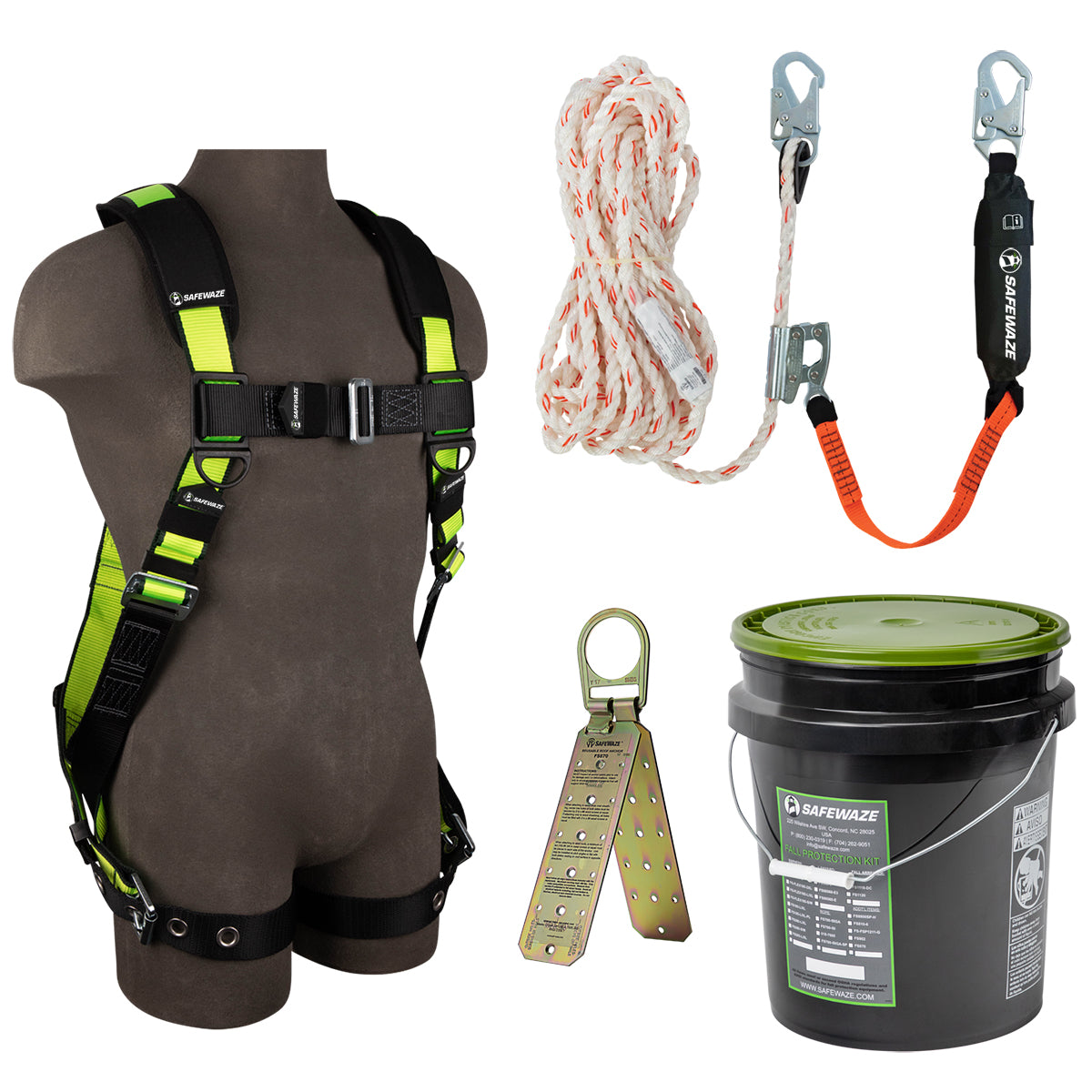 PRO Bucket Roof Kit: FS185-L/XL Harness, 018-7005 VLL, FS870 Anchor