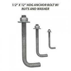 50 PER BOX - 1/2" x 12" HDG ANCHOR BOLT w/ NUTS AND WASHERS