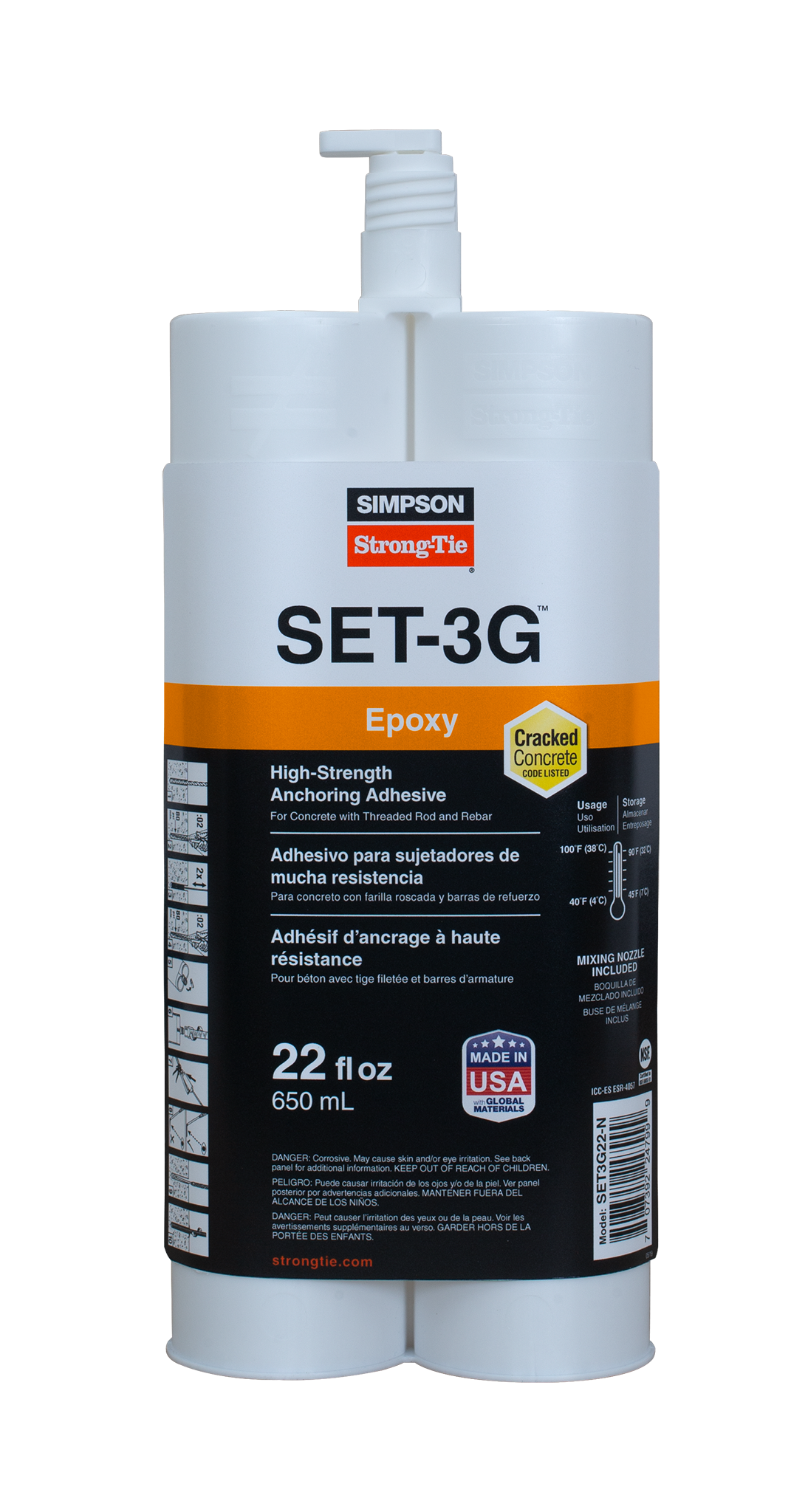 SET-3G 22-oz. High-Strength Epoxy Adhesive w/ Nozzle and Extension