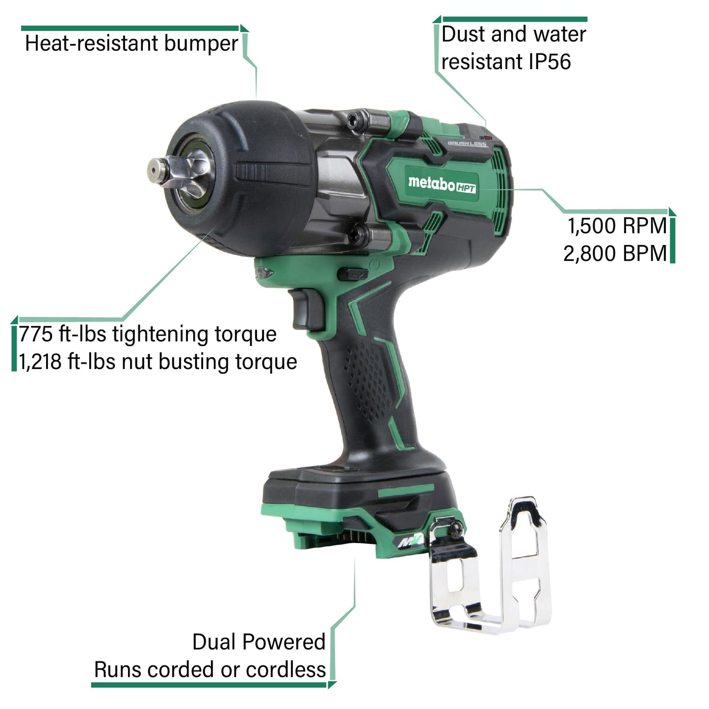 36 Volt Brushless 1/2-in Impact Wrench(Bare)-WR36DBQ4M