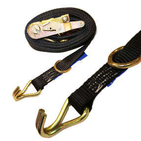 FT Black Cargo Control Strap with Double J-Hook and D-Ring-STRAP1X16BJD
