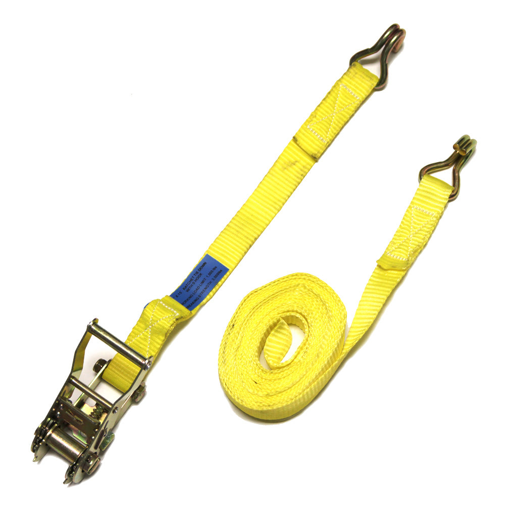 FT Yellow Cargo Control Strap with Double J-Hook-STRAP1X15J