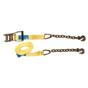 FT Yellow Cargo Control Strap with Chain Grabs and Long/Wide Handle Ratchet-STRAP2X27RCG