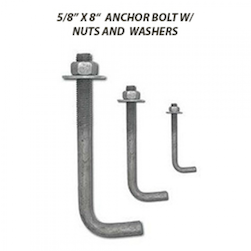 25 PER BOX - 5/8" x 8" ANCHOR BOLTS NUTS AND WASHERS