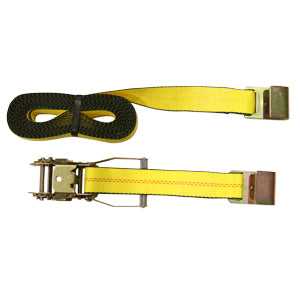 FT Yellow Cargo Control Strap with Flat Hooks and Long/Wide Handle Ratchet-STRAP2X15RFH