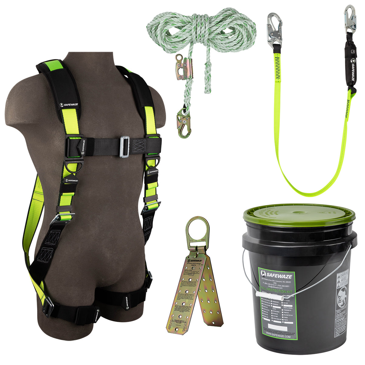 PRO Bucket Roof Kit: FS280-XS Harness, FS700-50GA VLL, FS560 Lanyard, FS870 Anchor