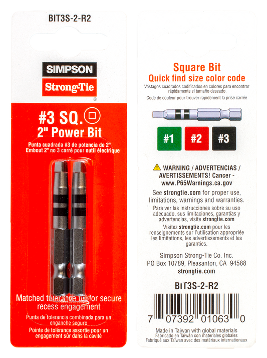 #3 Square-Drive 2-in. Power Bit (2-Qty)