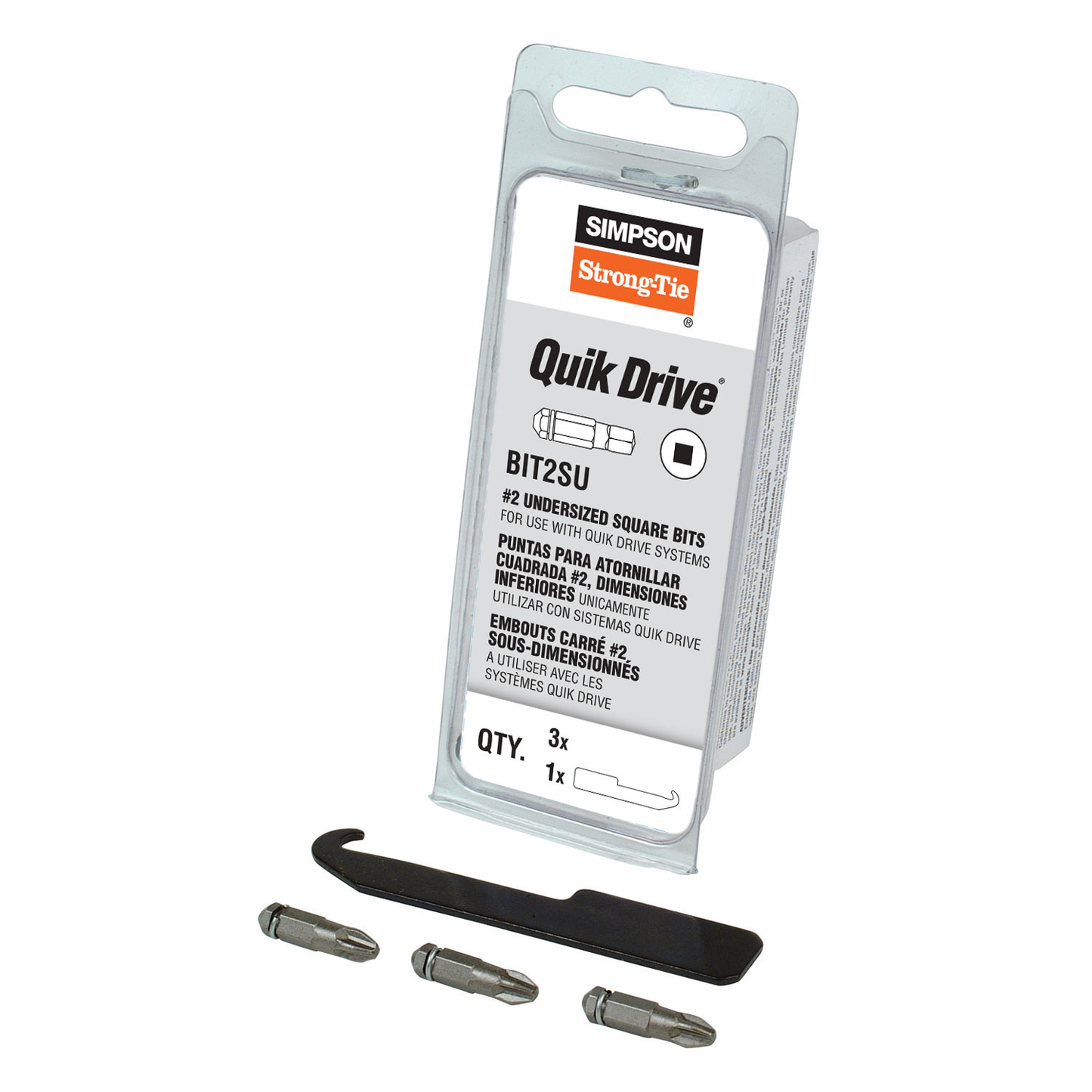 Quik Drive® #2 Square, Undersized-Drive Bit (3-Qty)