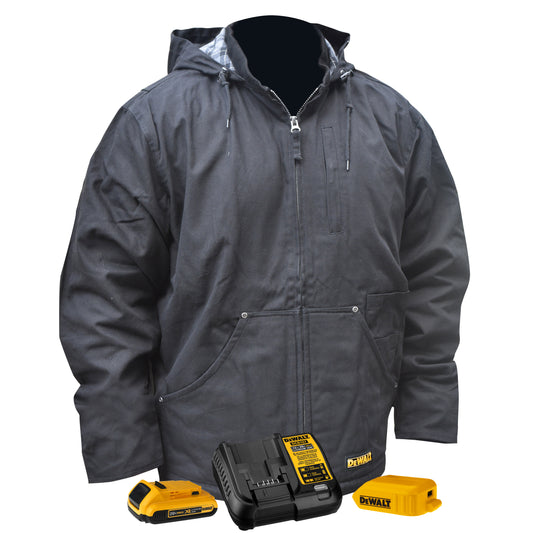 DEWALT® Men's Heated Heavy Duty Work Coat Kitted Black