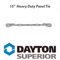 15" DAYTON SUPERIOR HEAVY DUTY LOOP PANEL TIE DESIGNED FOR PANEL FORMING SYSTEM - 100 TO A BOX.. AVAILABLE WITH A VARIETY OF BREAKBACKS, CONES, AND WATER RESISTANT WASHER.