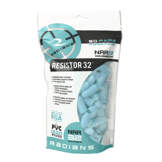 Radians Resistor® 32 Foam Earplugs - 50 Pair Bag Uncorded
