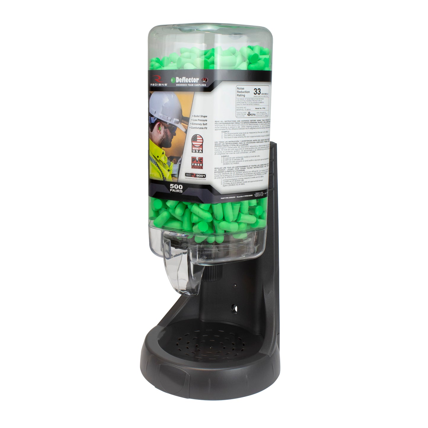 Radians 500 Pair Refillable Dispenser with Deflector FP90 Plugs