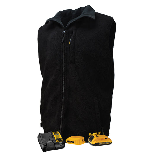 DEWALT® Men's Heated Reversible Fleece Vest Kitted Black