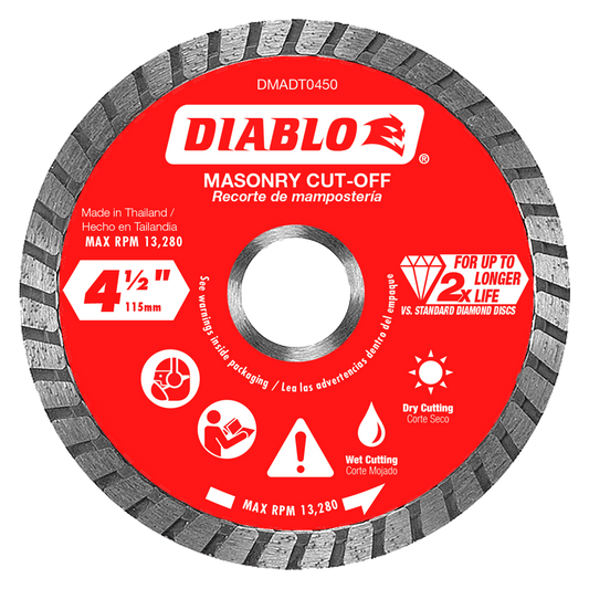 4-1/2 in. Diamond Turbo Cut-Off Discs for Masonry