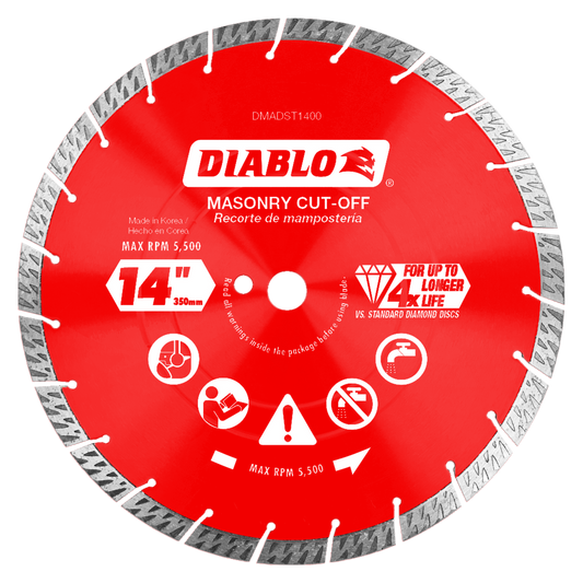 14 in. Diamond Segmented Turbo Cut-Off Discs for Masonry