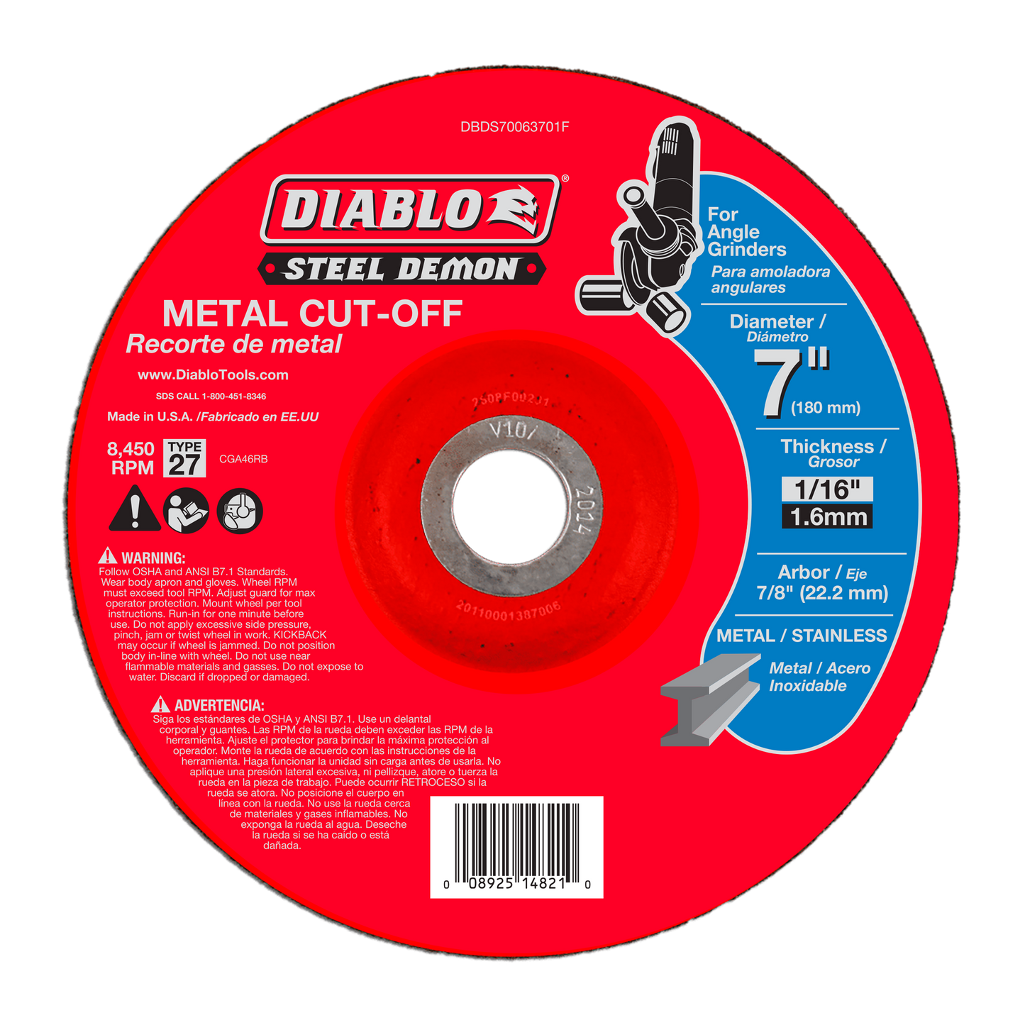 Steel Demon 7 in. Type 27 Metal Cut-Off Disc