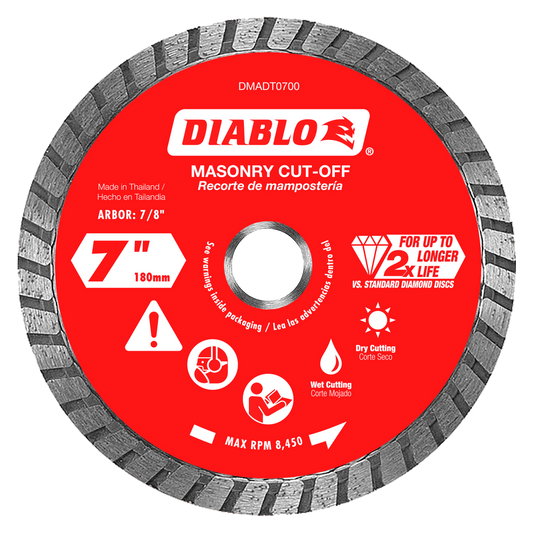 7 in. Diamond Turbo Cut-Off Discs for Masonry