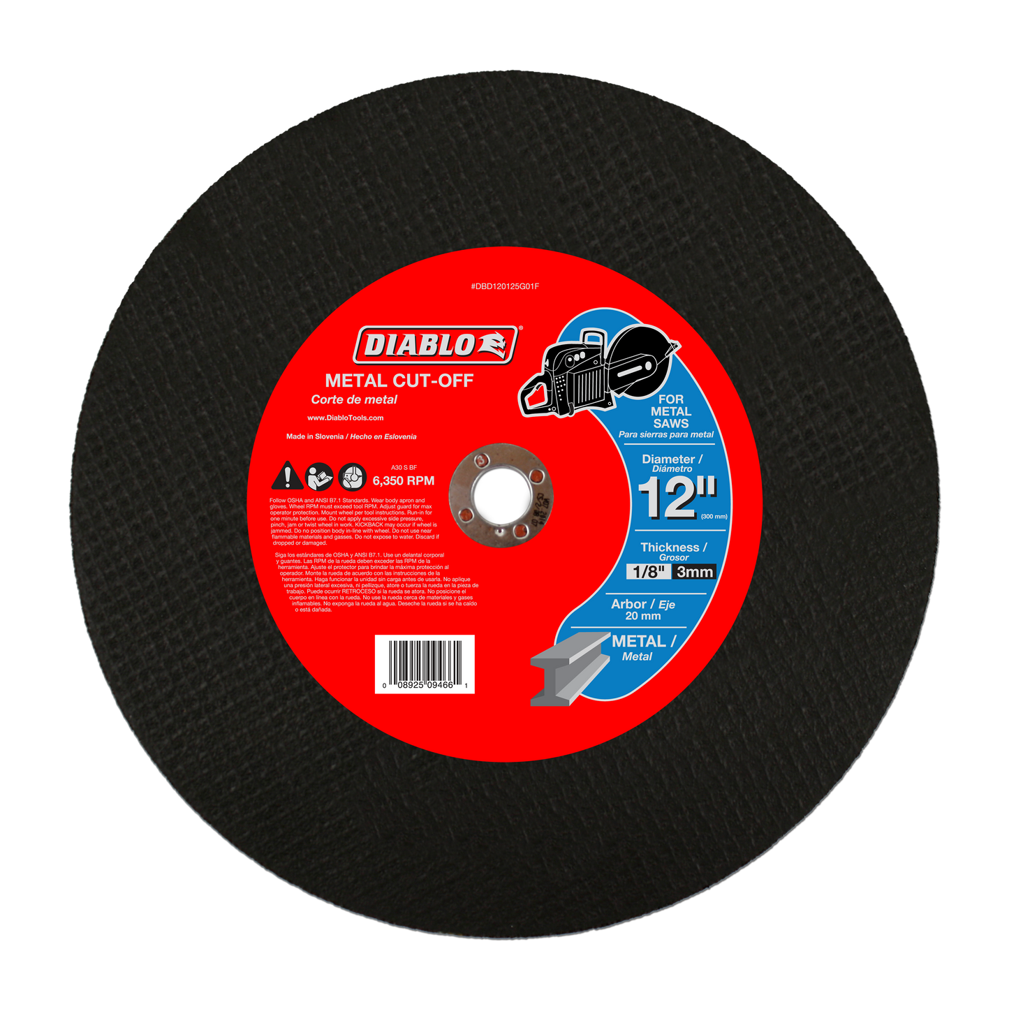 12 in. Metal High Speed Cut Off Disc 20mm