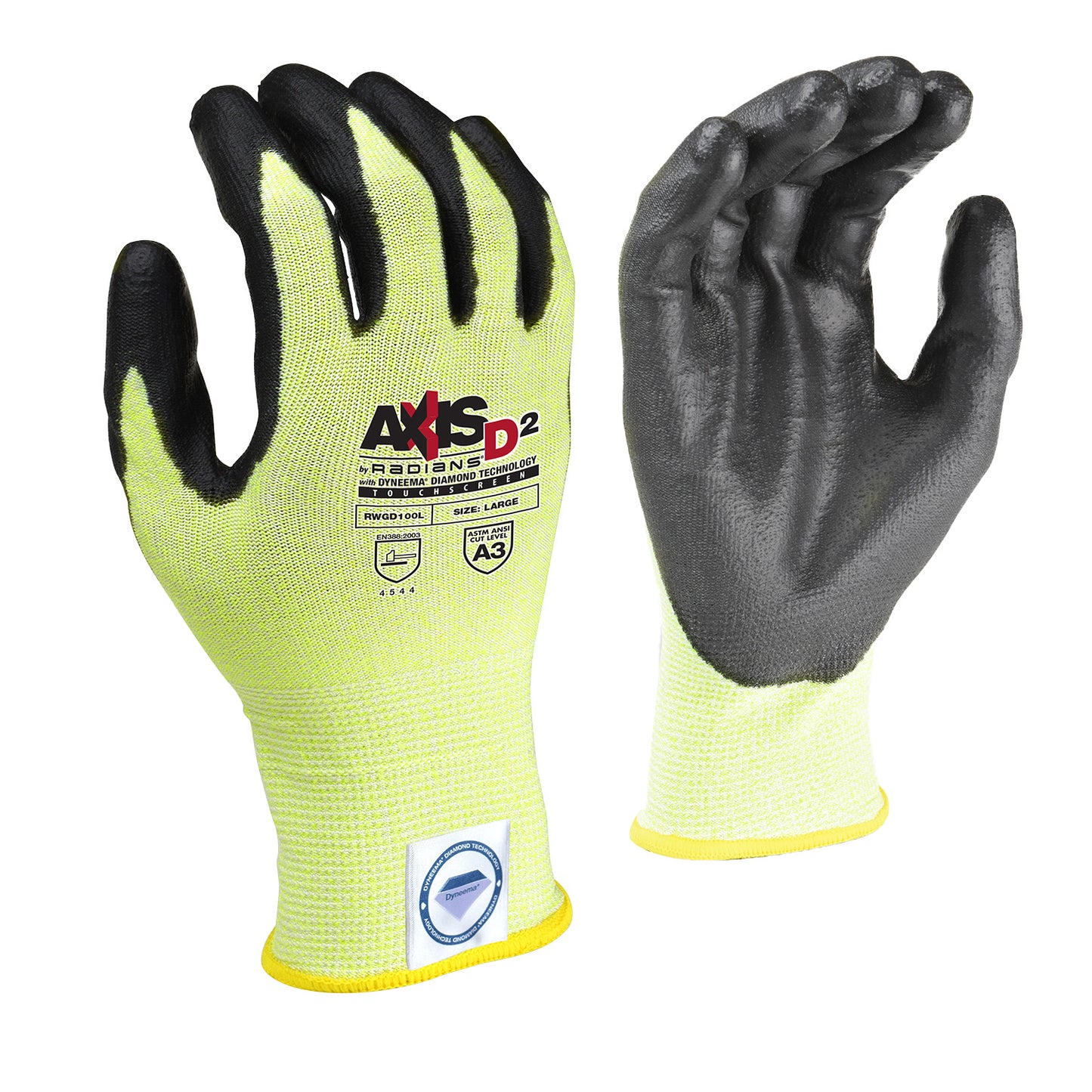 Radians RWGD100 AXIS D2 Dyneema® Cut Protection Level A3 Touchscreen Glove